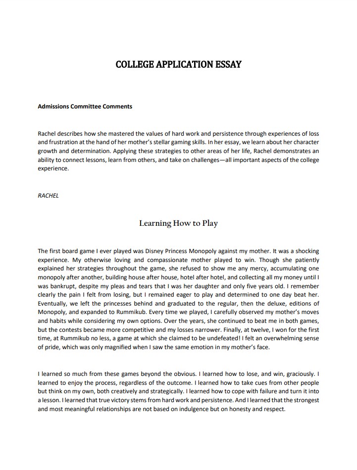 application essay template