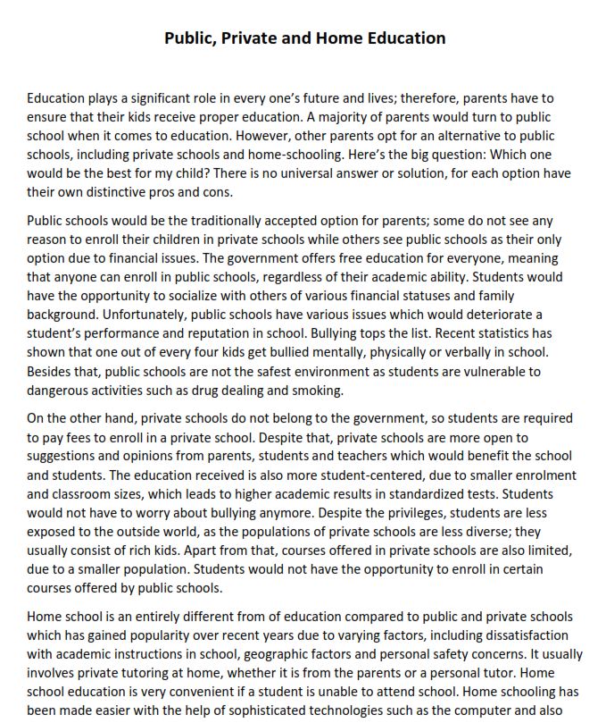 compare contrast essay examples middle school