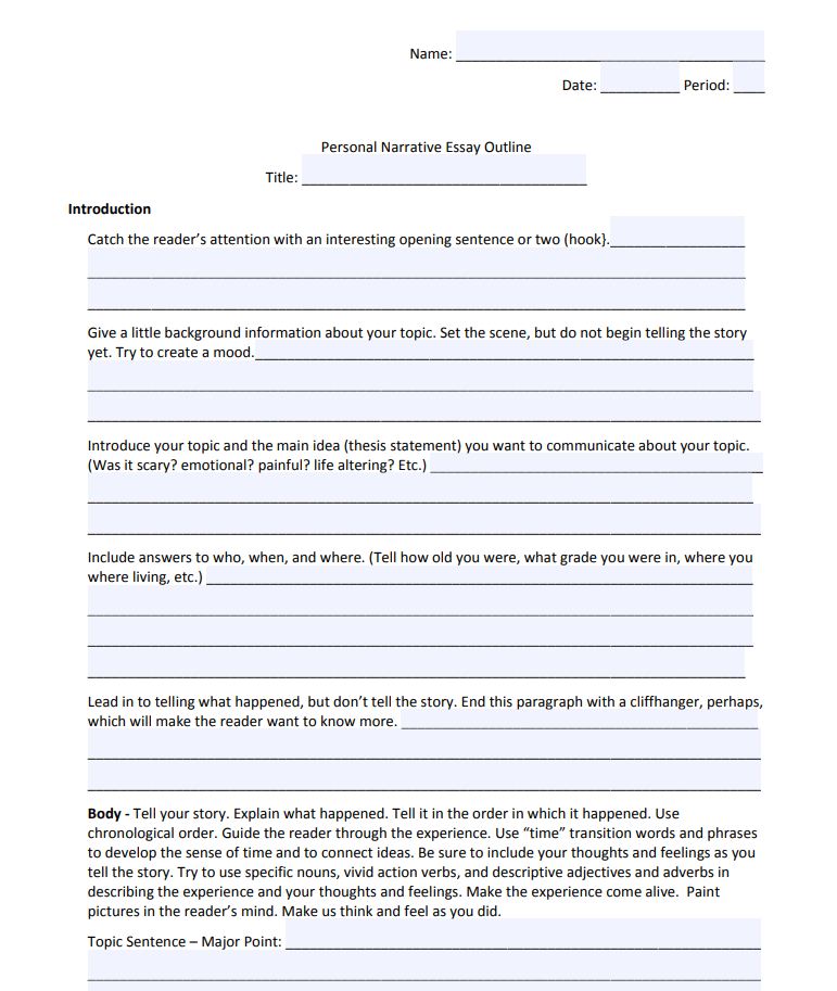 narrative essay format example