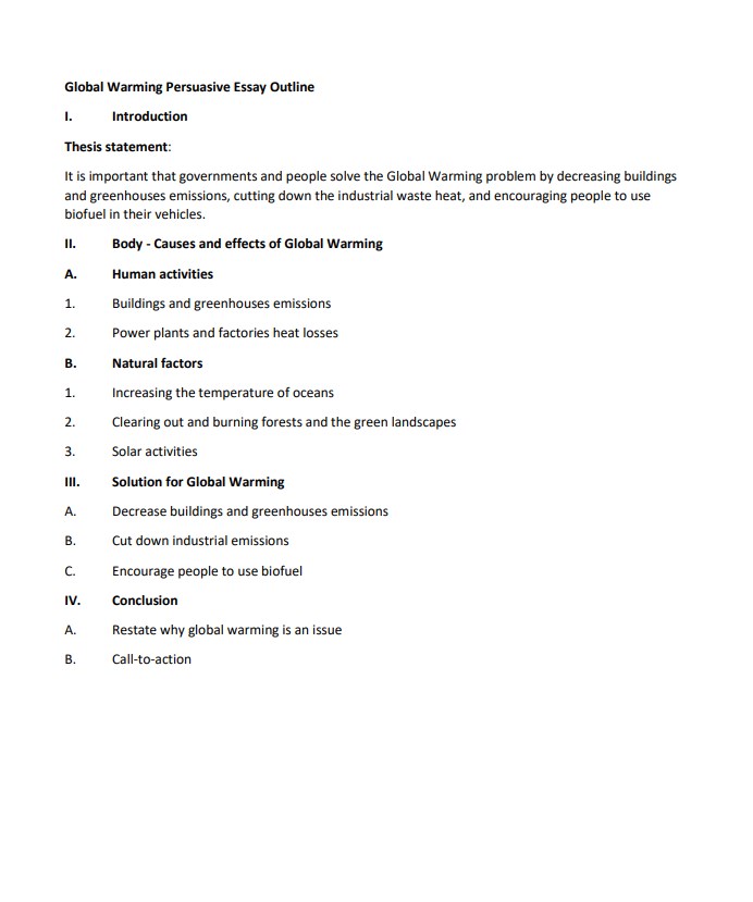 how to write a persuasive essay outline with sample brief essay format