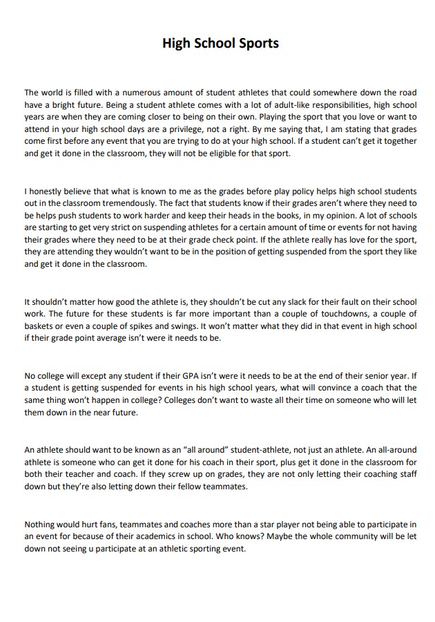 Sample of Persuasive Essay: High School and Uniform sample persuasive essay high school