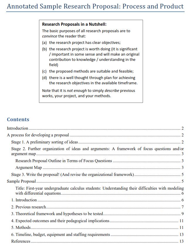study setting in research proposal example