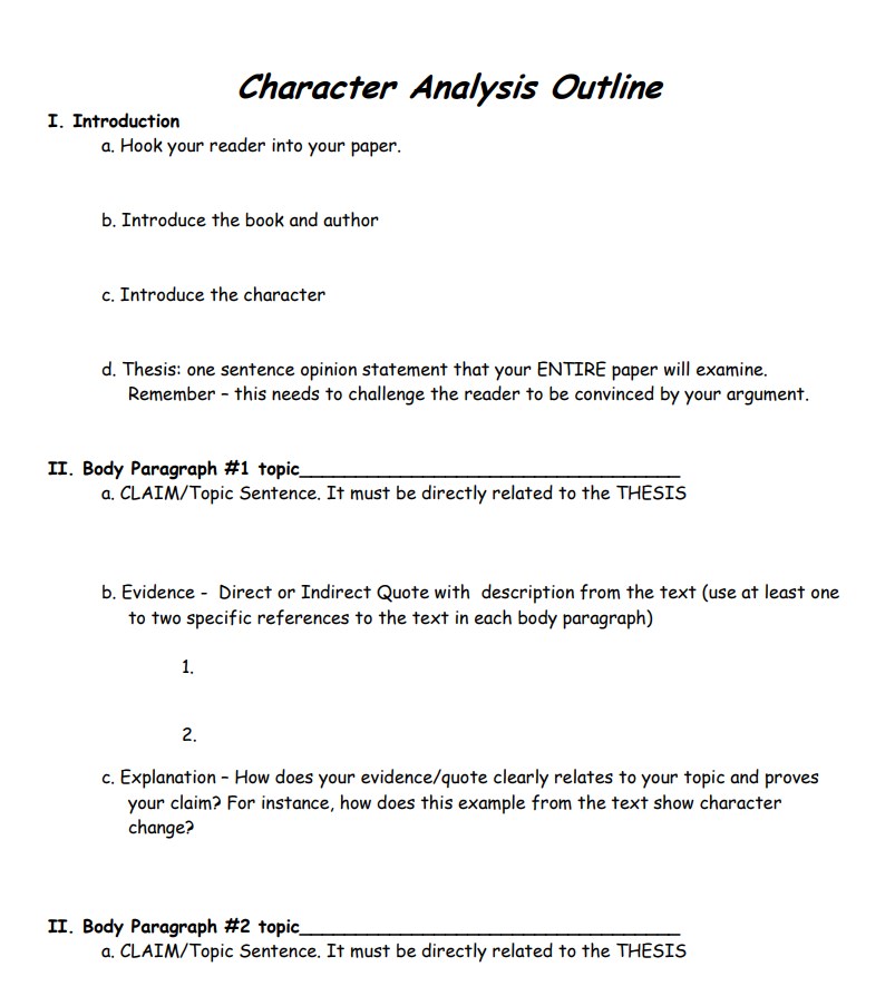 examples of character analysis essay